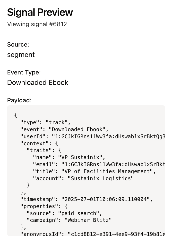 Signal Ingestion from Webhook